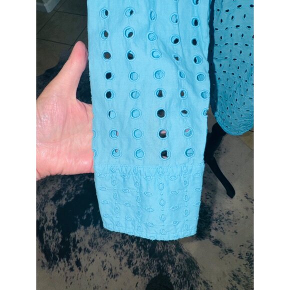 J.Crew Baby Blue Classic Eyelet Button-Up Shirt Long Sleeve Cotton 8 Sustainable - Picture 11 of 11